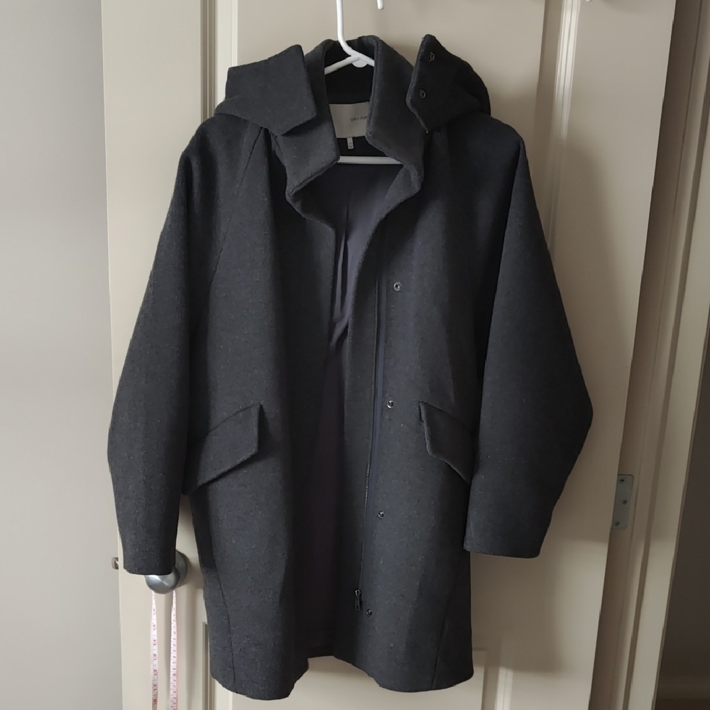 OAK + FORT gray wool Trench Coat